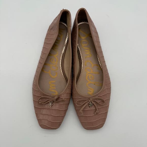 Sam Edelman Croc Print Pink Flats Jillie Maple Balletcore Casual Leather 8.5 - Picture 5 of 5
